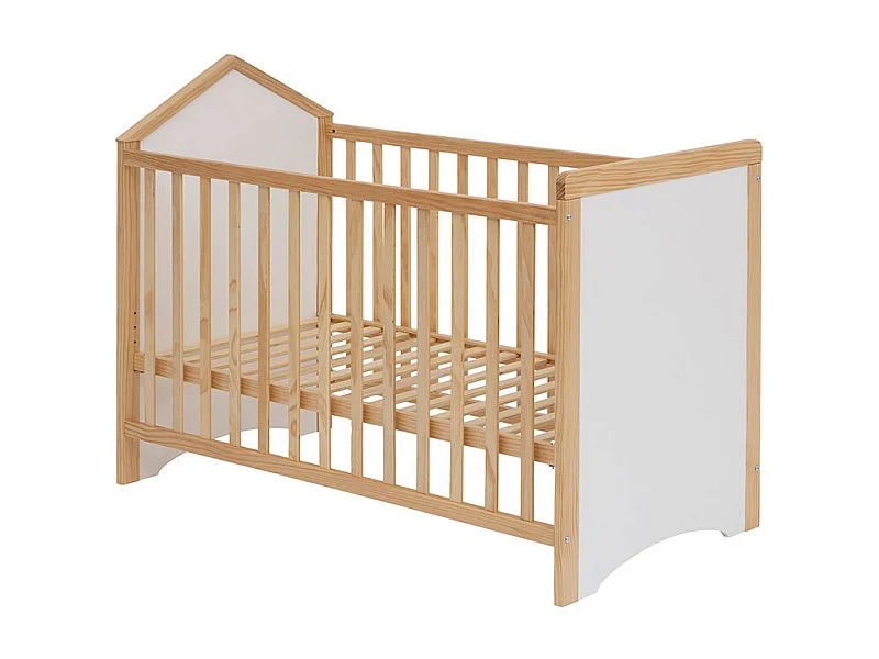 Lit Bébé "Kima" 60x120cm Blanc & Naturel