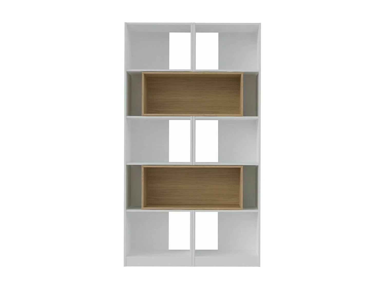 Etagère bibliothèque modulable  panneaux de fibres blanc et bois RUBEUS