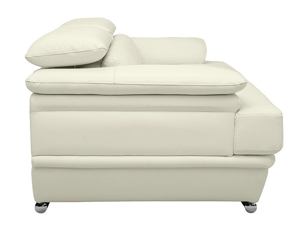 Sofá de cuero diseño tres plazas con cabeceros ajustables blanco EWING