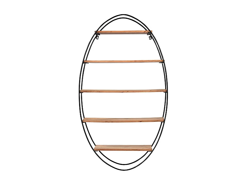 Estantería de pared oval en acacia y metal A130 cm HANG