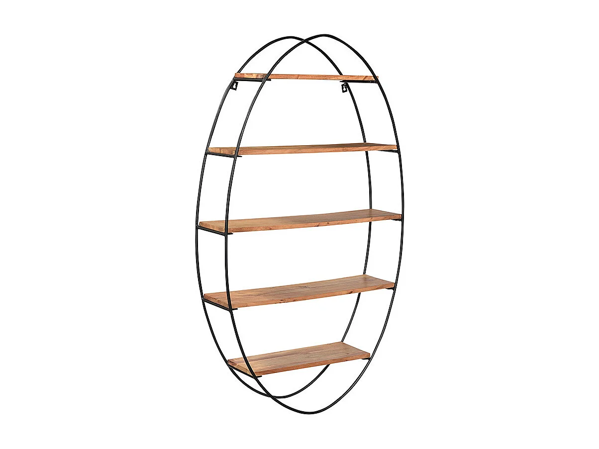 Estantería de pared oval en acacia y metal A130 cm HANG