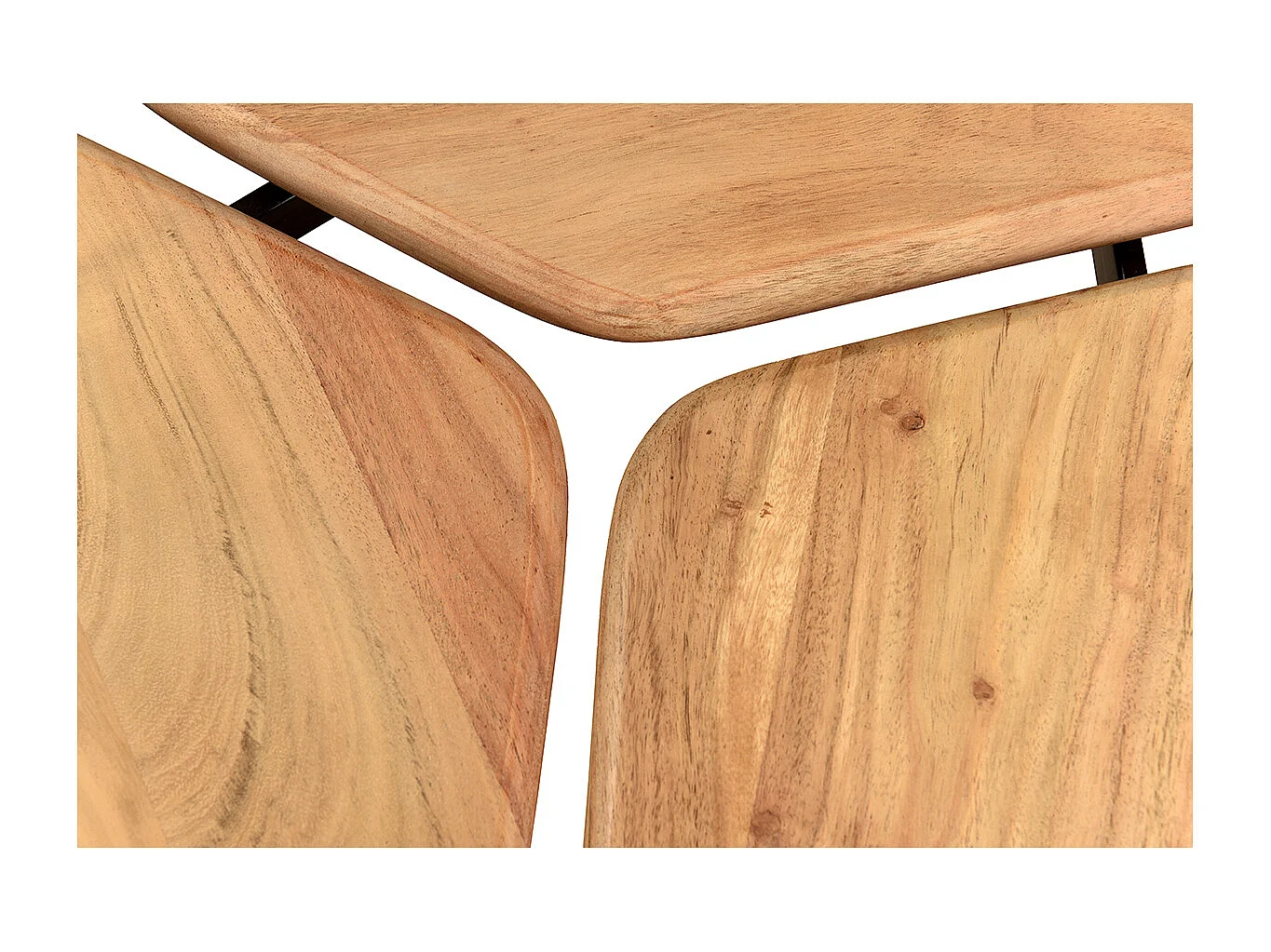 Mesa de centro con 3 tableros de acacia y metal SUZANE