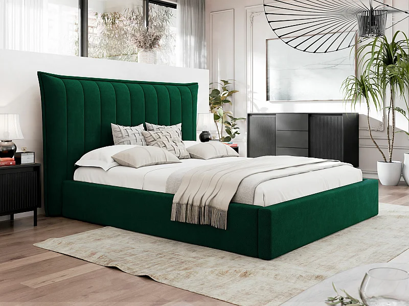 Lit Comfivo 382, Double, Vert, 140x200, Tissu, Disponible, 190x224x122cm