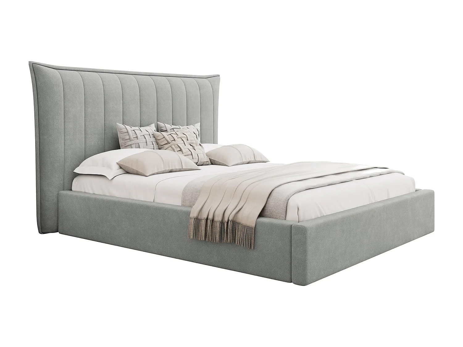 Lit Comfivo 382, Double, Gris, 140x200, Tissu, Disponible, 190x224x122cm