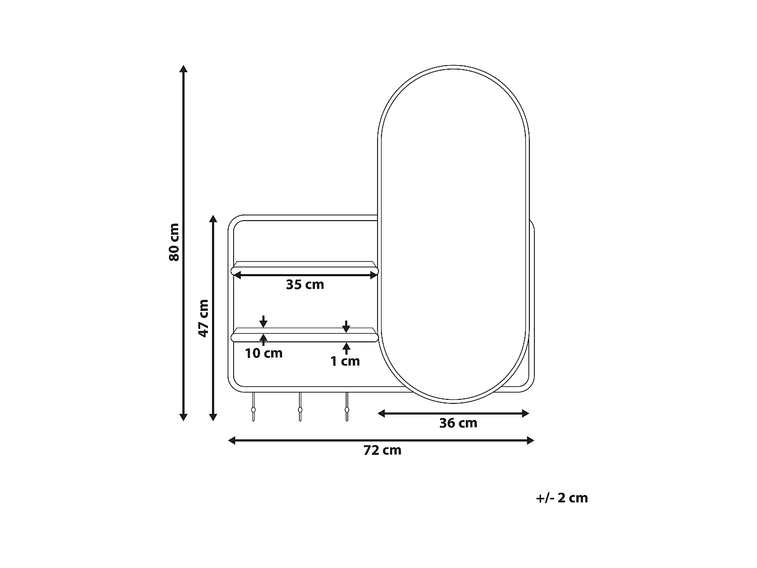 Wandspiegel BRION 72 cm 80 cm Metaal Goud