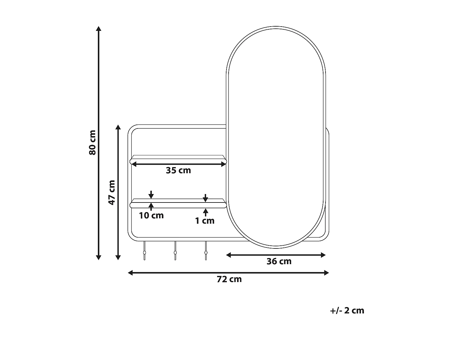Wandspiegel BRION 72 cm 80 cm Metall Gold