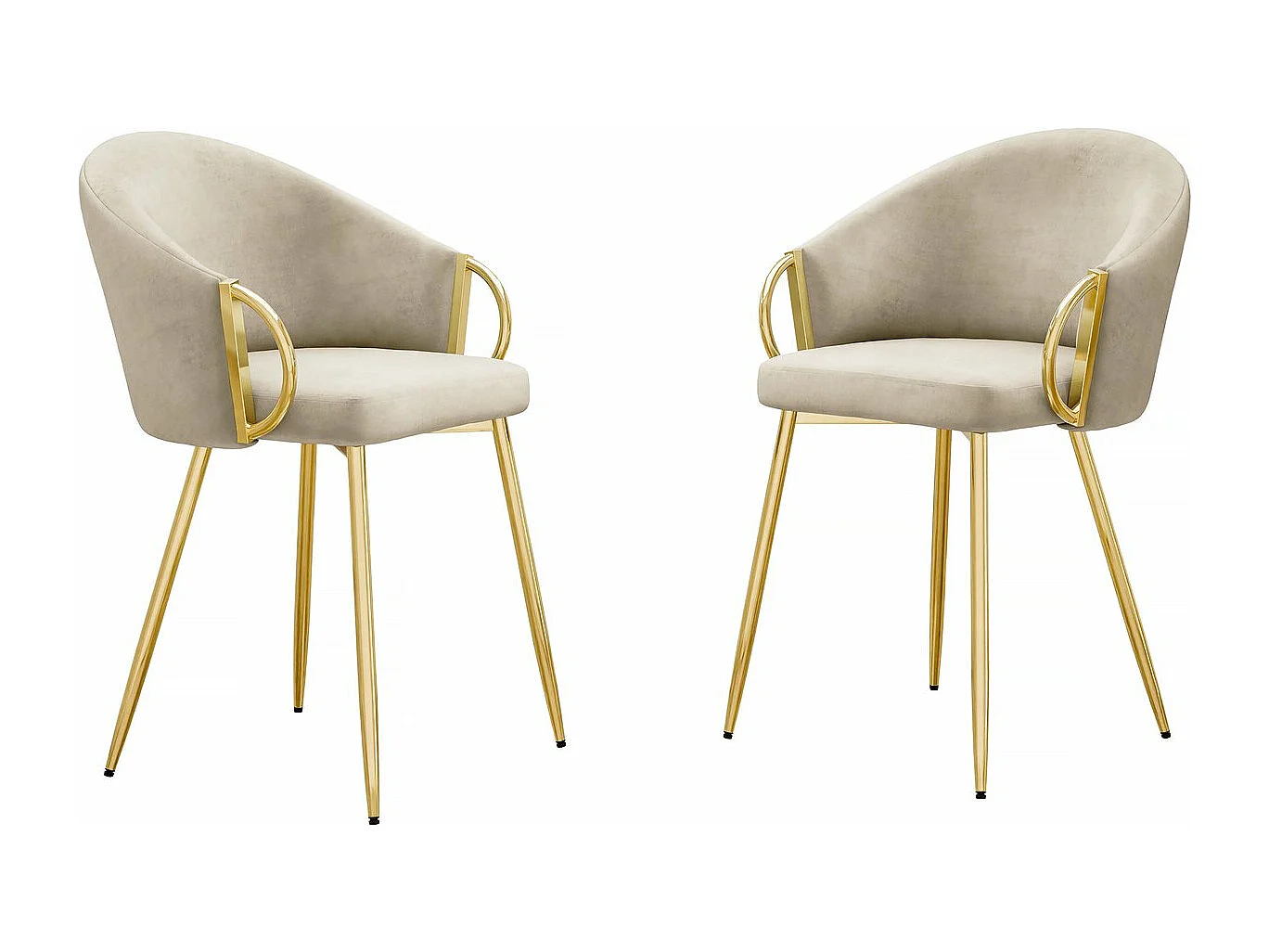 Lot de 2 chaises en velours "Nathy" - Beige