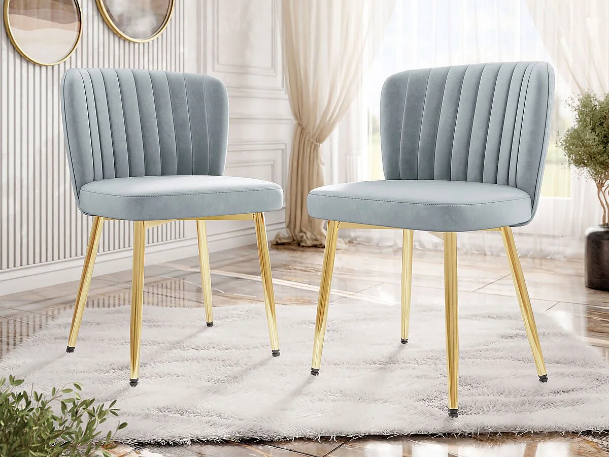 Lot de 2 chaises en velours  "Maud" - Gris
