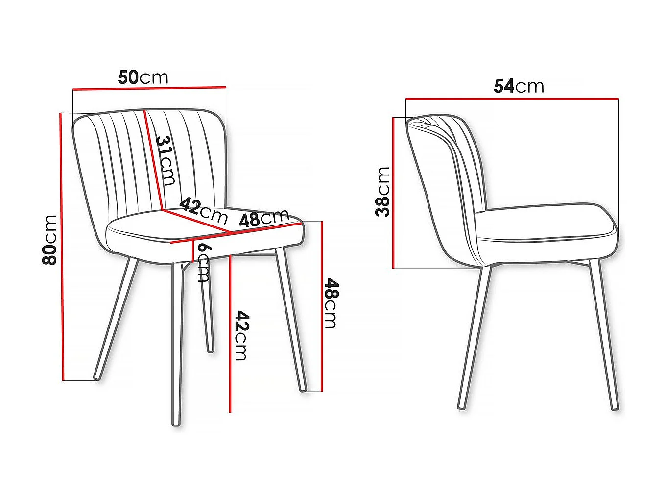 Lot de 2 chaises en velours  "Maud" - Gris
