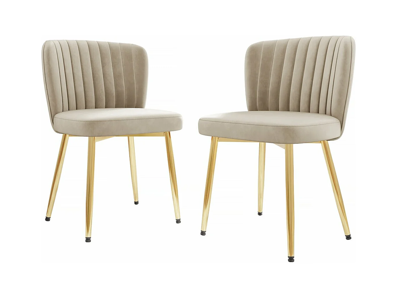 Lot de 2 chaises en velours  "Maud" - Beige