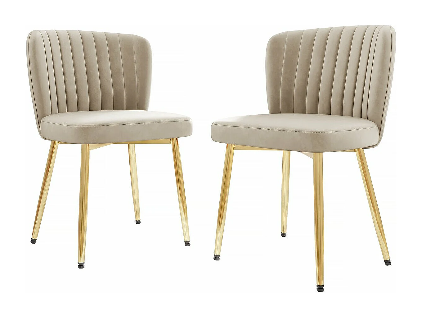 Lot de 2 chaises en velours  "Maud" - Beige