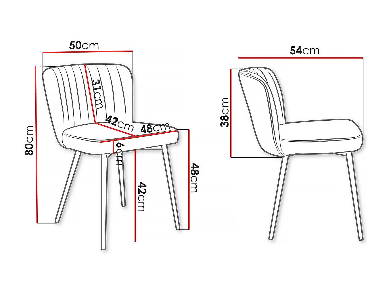 Lot de 2 chaises en velours  "Maud" - Beige