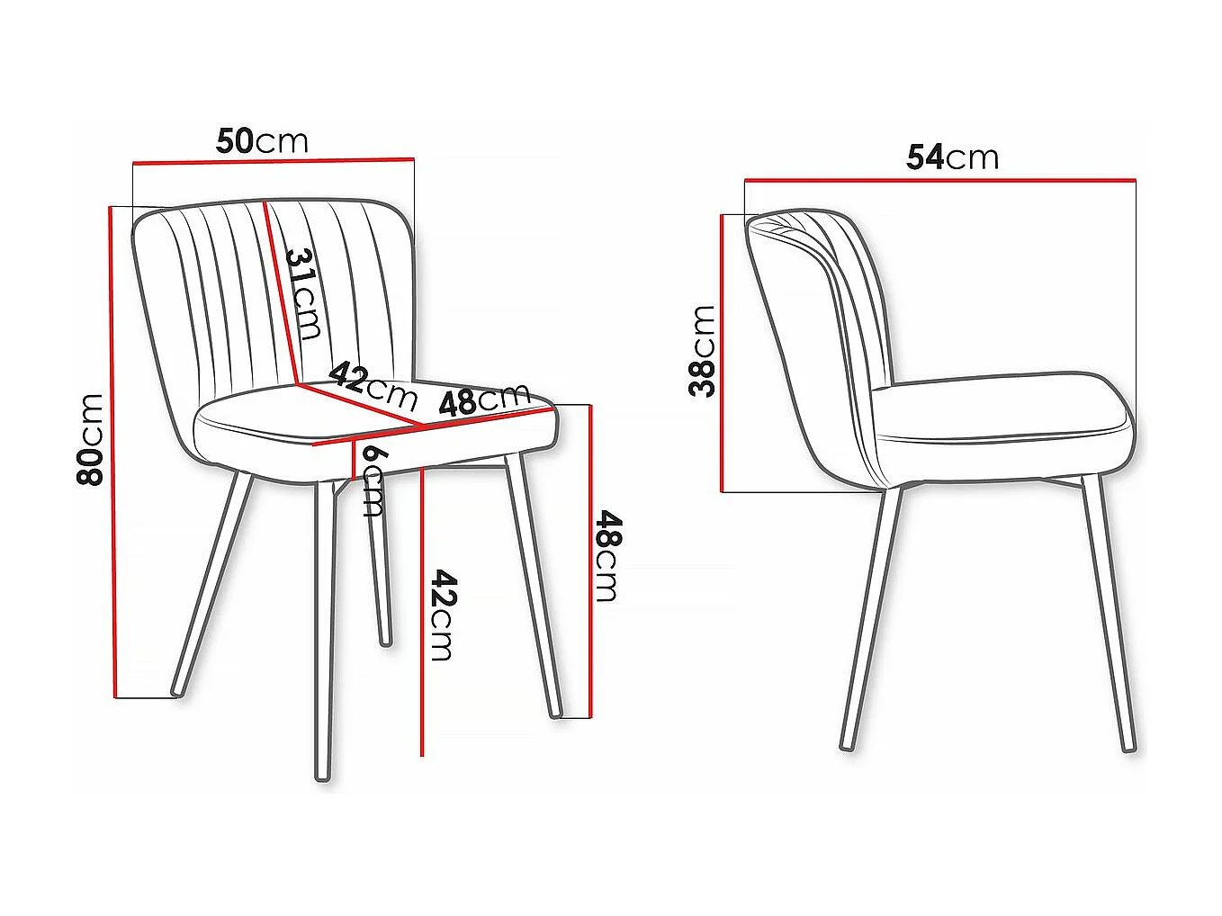 Lot de 2 chaises en velours  "Maud" - Noir