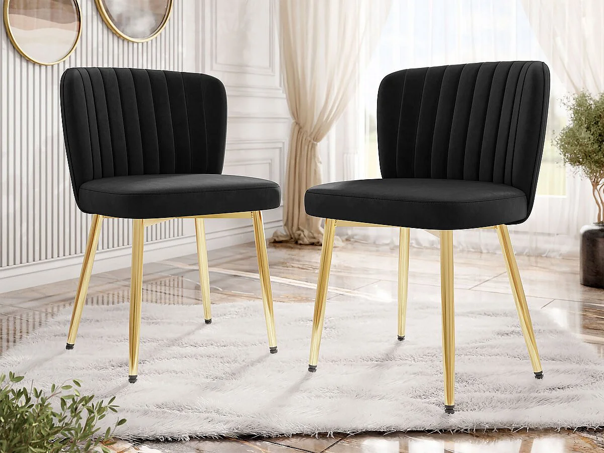 Lot de 2 chaises en velours  "Maud" - Noir