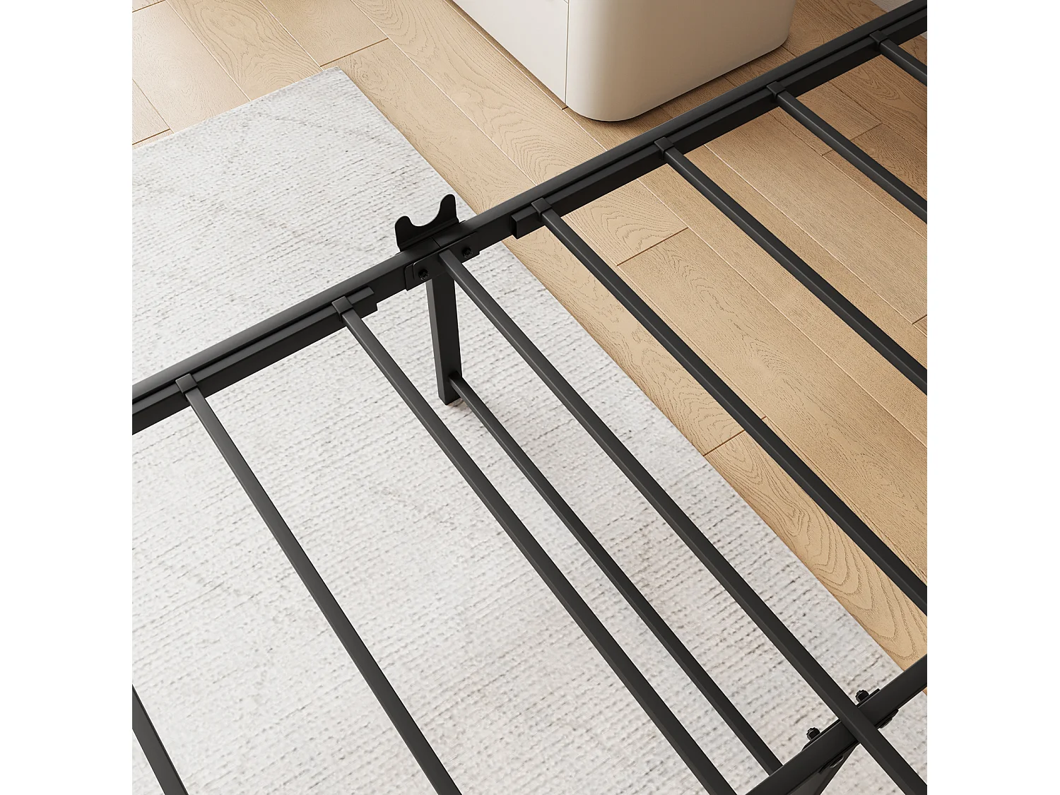 Cadre de lit Double en Acier avec sommier et tête de lit Compatible Matelas 200 x 120 cm Aspect Bois foncé