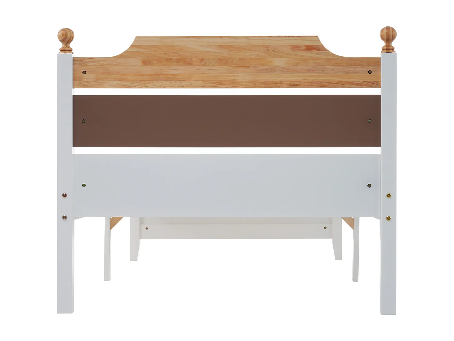 Eenpersoonsbed van hout - grenenhouten frame met hoofdbord en lattenbodem in kleurblok - wit MDF-bed 90x200cm