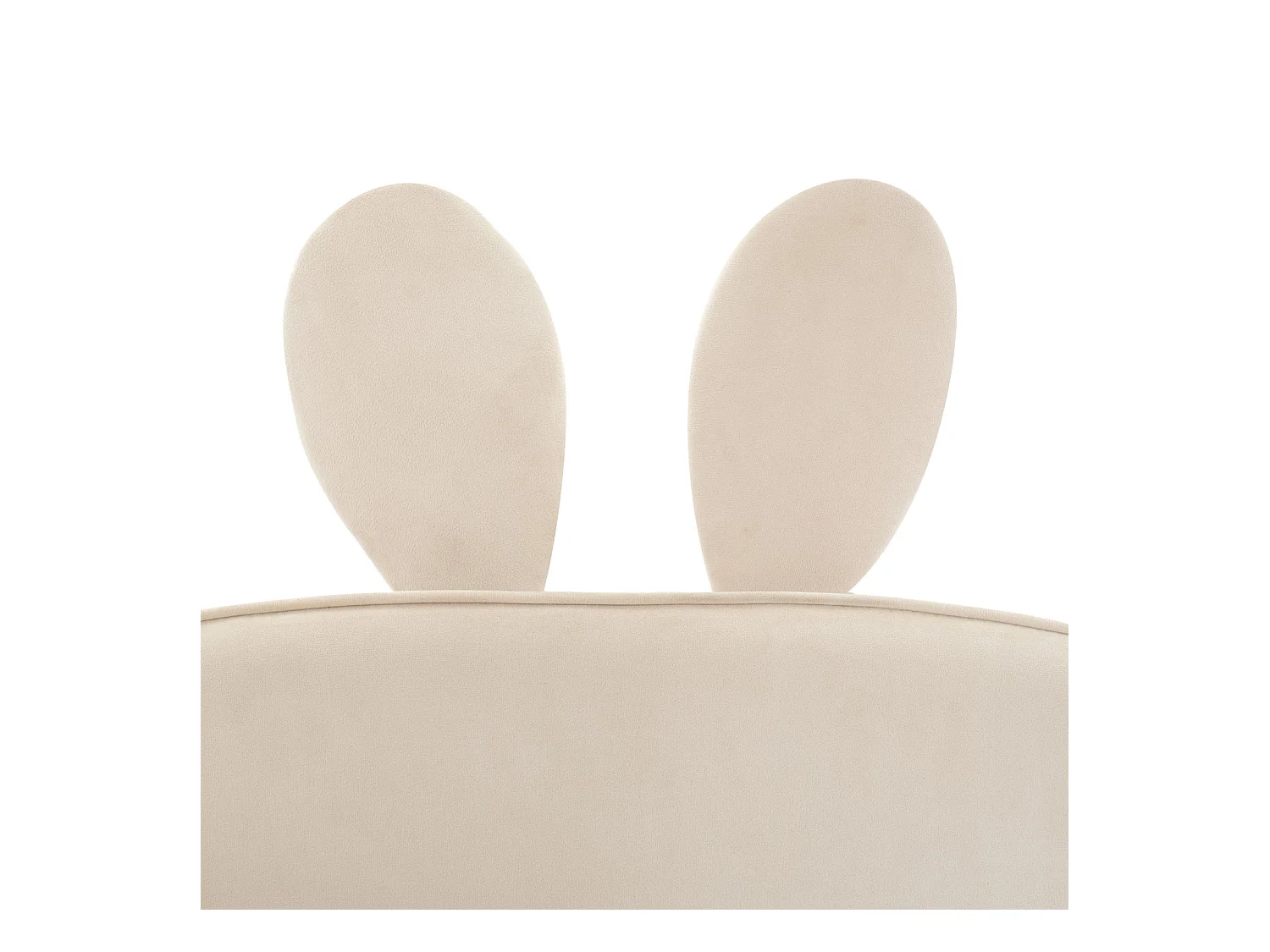 Lit simple d'enfant 90x200cm, lit en velours, lit plat 3 côtés inclus, poche latérale, avec sommier à lattes et tête de lit avec oreille de lapin, beige