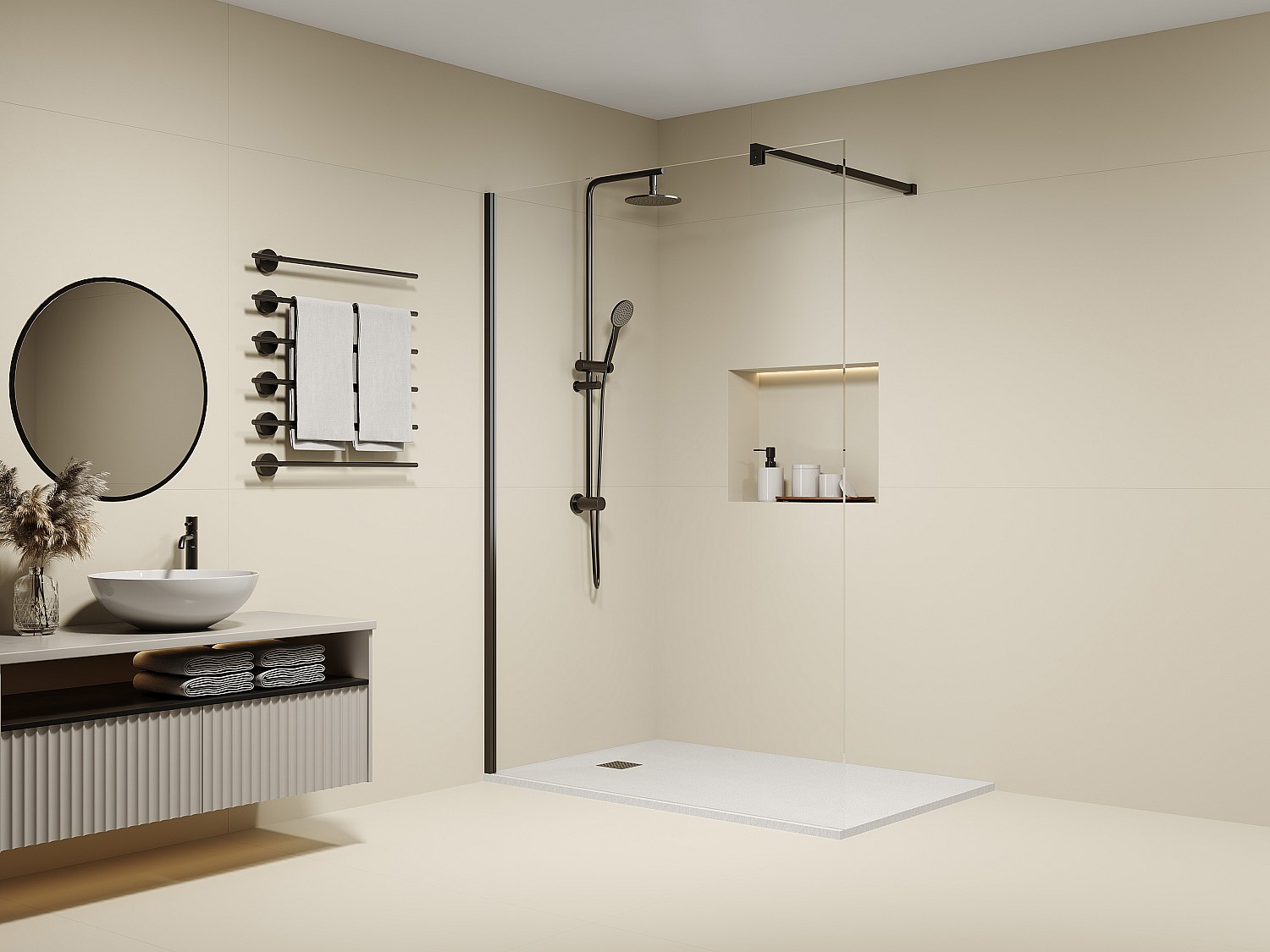 Duschtrennwand Seitenwand italienische Dusche - Anti-Kalk-Glas 8 mm - 140 x günstig online kaufen