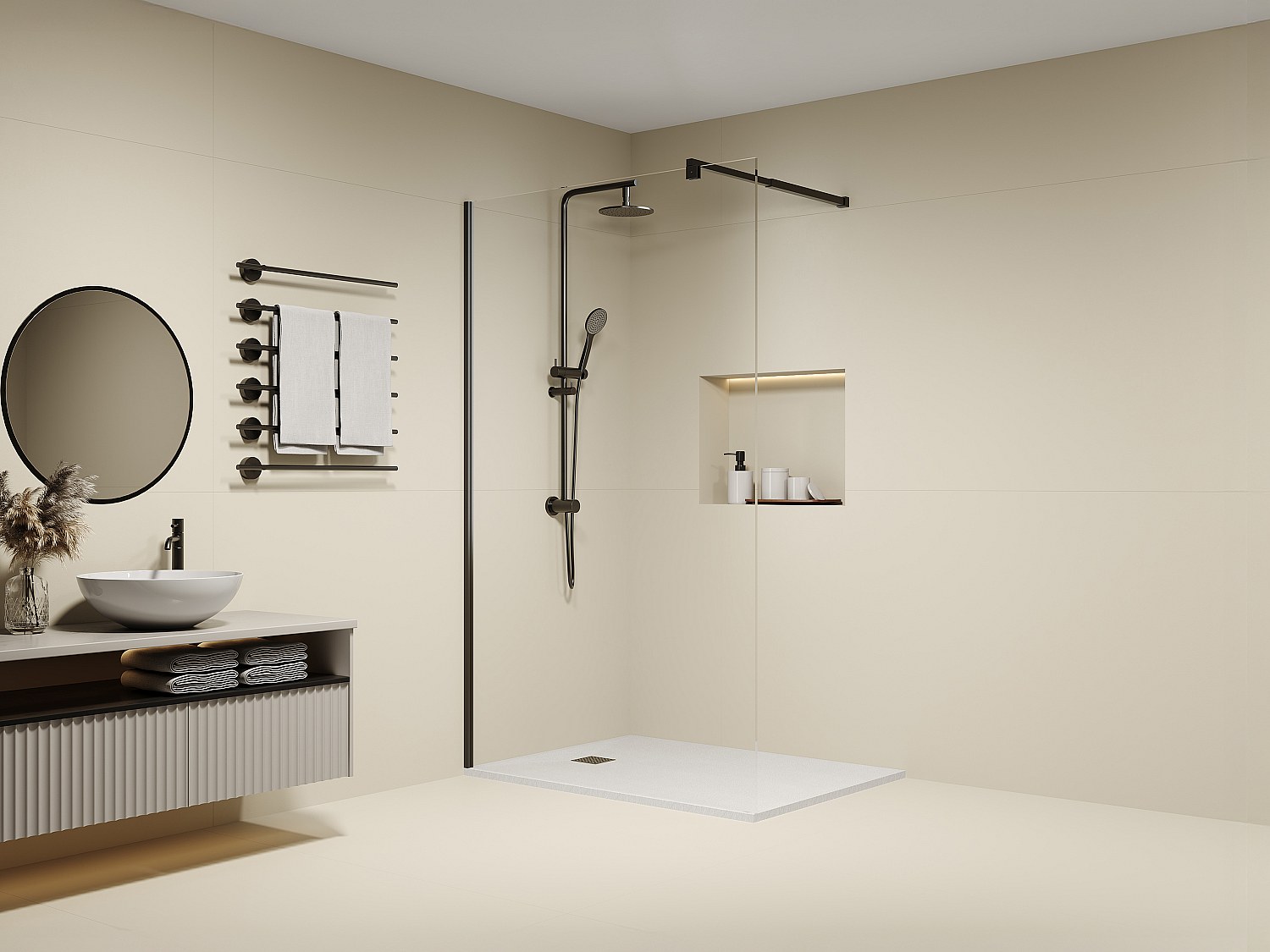 Duschtrennwand Seitenwand italienische Dusche - Anti-Kalk-Glas 8 mm - 120 x günstig online kaufen