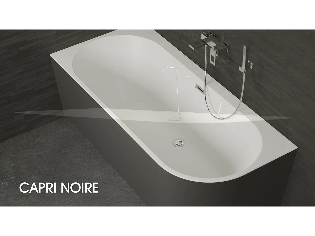Baignoire Ilot Capri 160 gauche noire 160  x76  x58  cm, by SPALINA