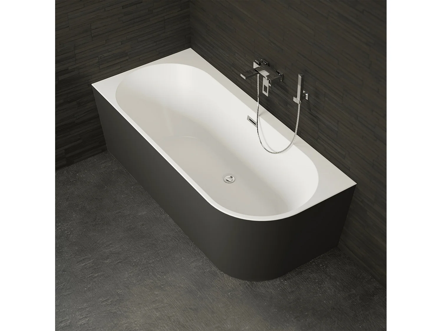 Baignoire Ilot Capri 170 gauche noire 170  x76  x58  cm, by SPALINA