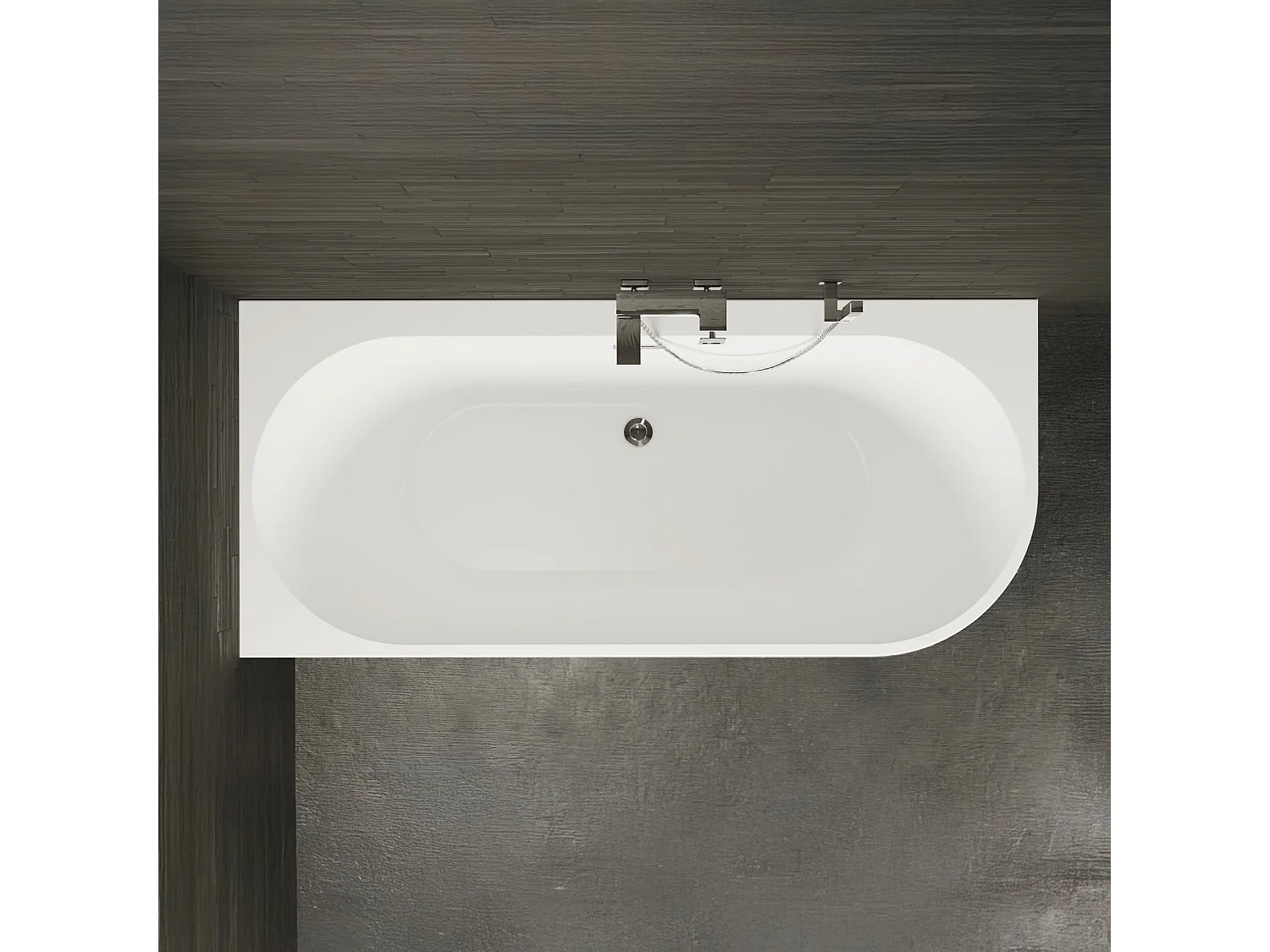 Baignoire Ilot Capri 170 gauche noire 170  x76  x58  cm, by SPALINA