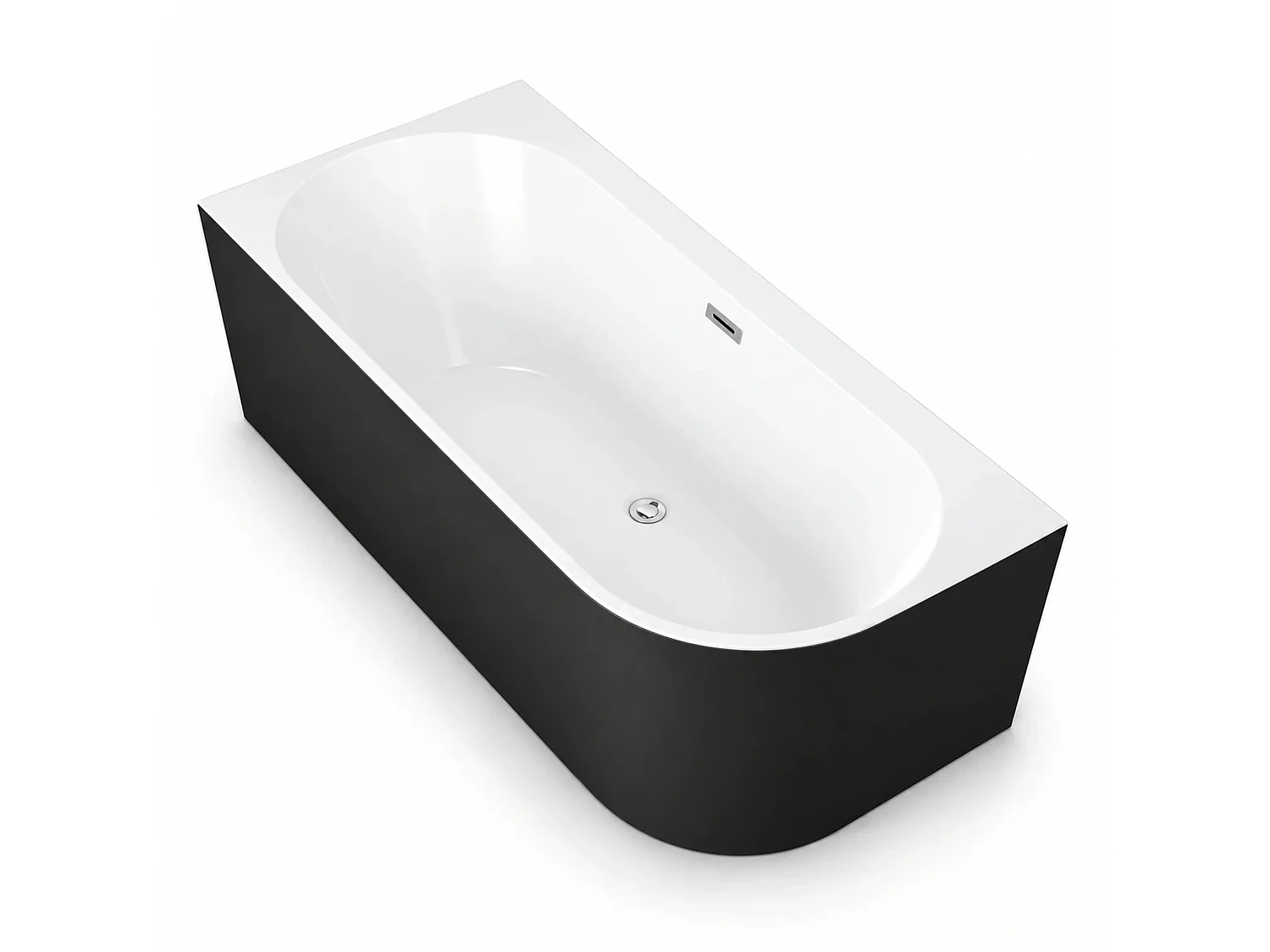 Baignoire Semi-îlot Murale D'angle Capri 170 Gauche Noire 170 X76 X58 Cm, By Spalina