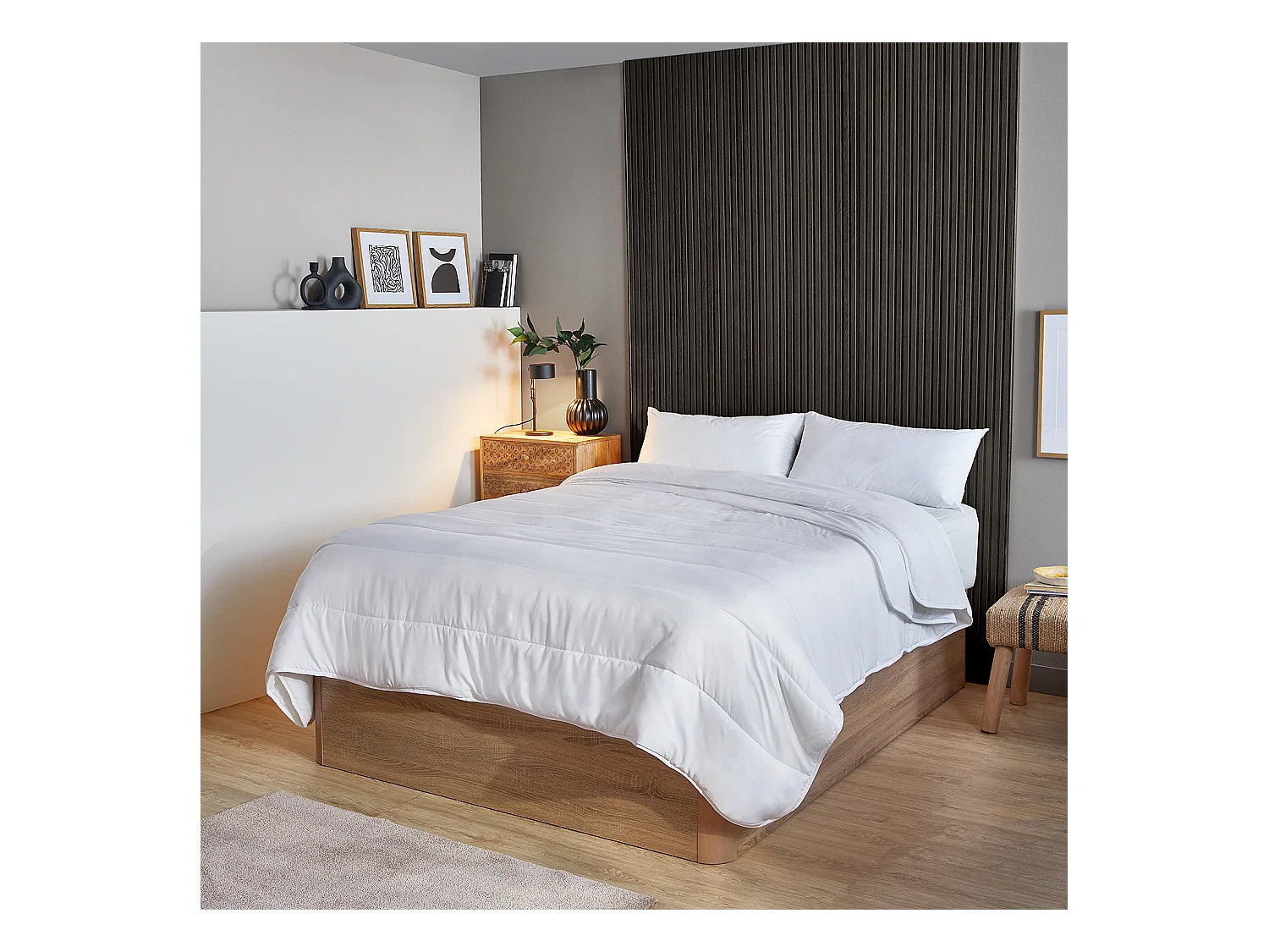 Couette double microfibre, 4 Saisons antiallergique 300gr + 150gr