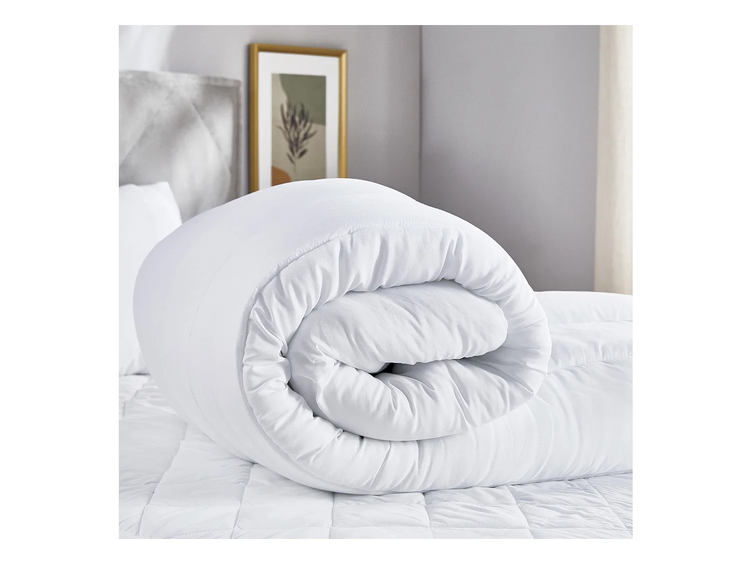 Couette double microfibre, 4 Saisons antiallergique 300gr + 150gr