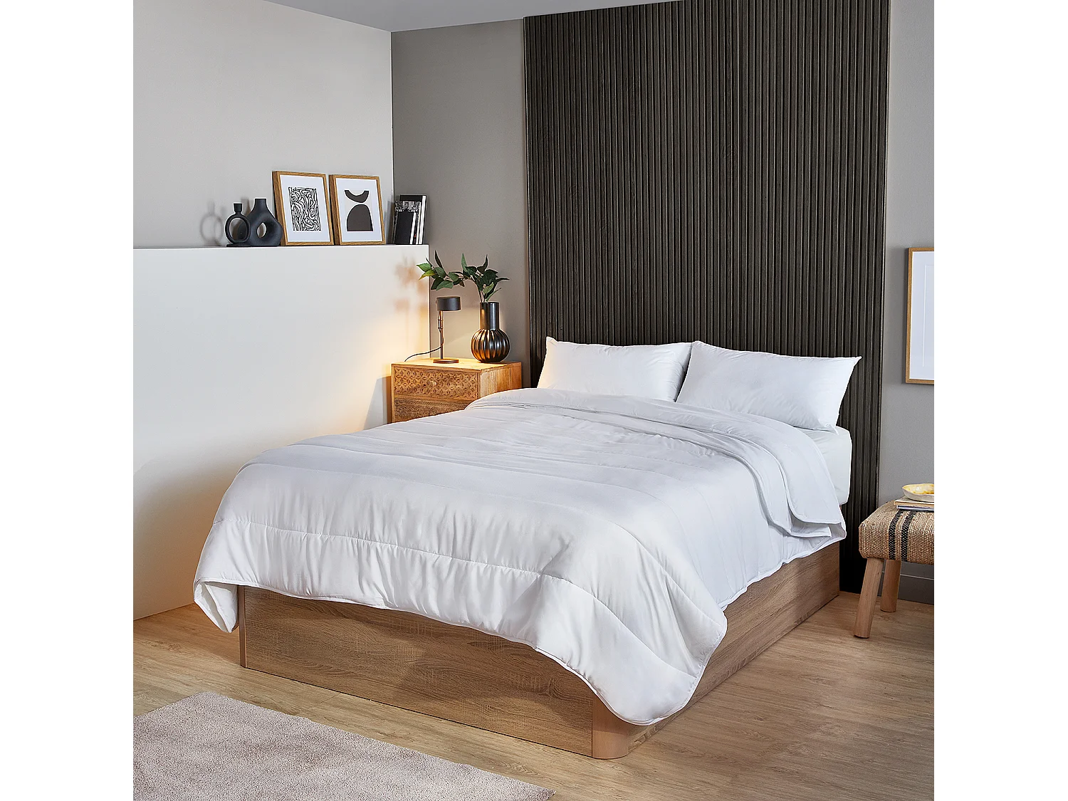 Couette double microfibre, 4 Saisons antiallergique 300gr + 150gr