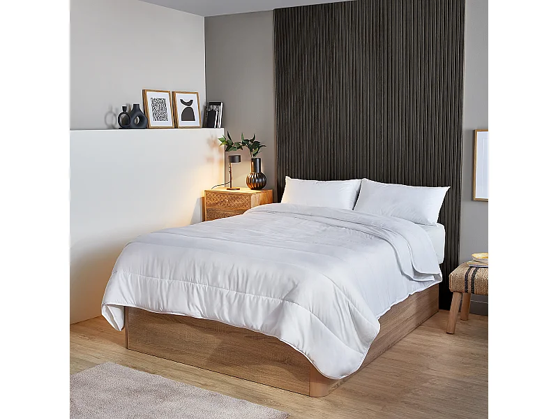 Couette double microfibre, 4 Saisons antiallergique 300gr + 150gr