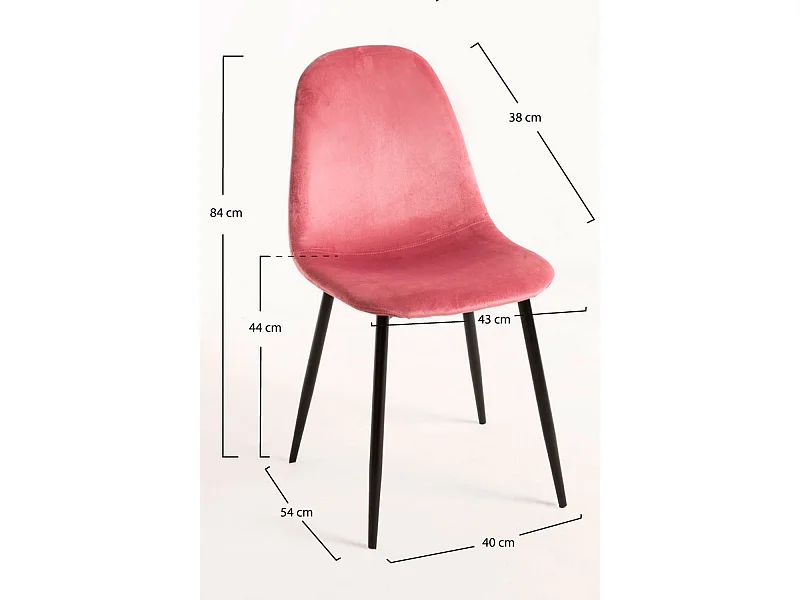 Silla Teok Black Terciopelo - Rosa