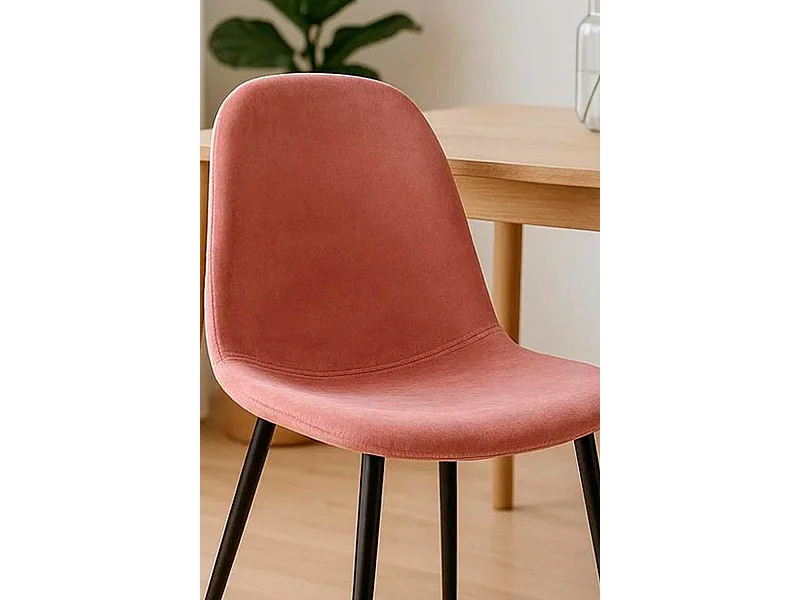 Sillas - Silla Teok Black Terciopelo - Rosa