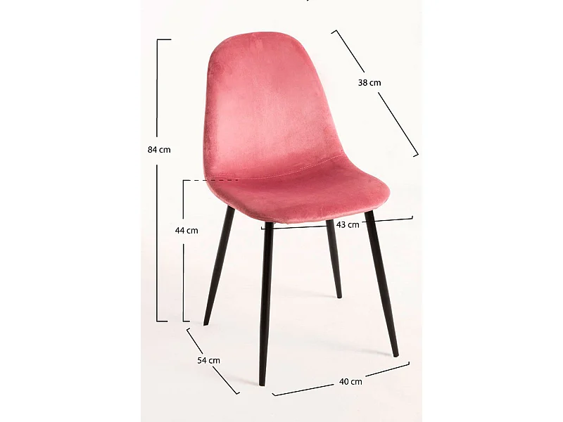 Sillas - Silla Teok Black Terciopelo - Rosa