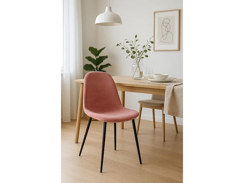 Sillas - Silla Teok Black Terciopelo - Rosa