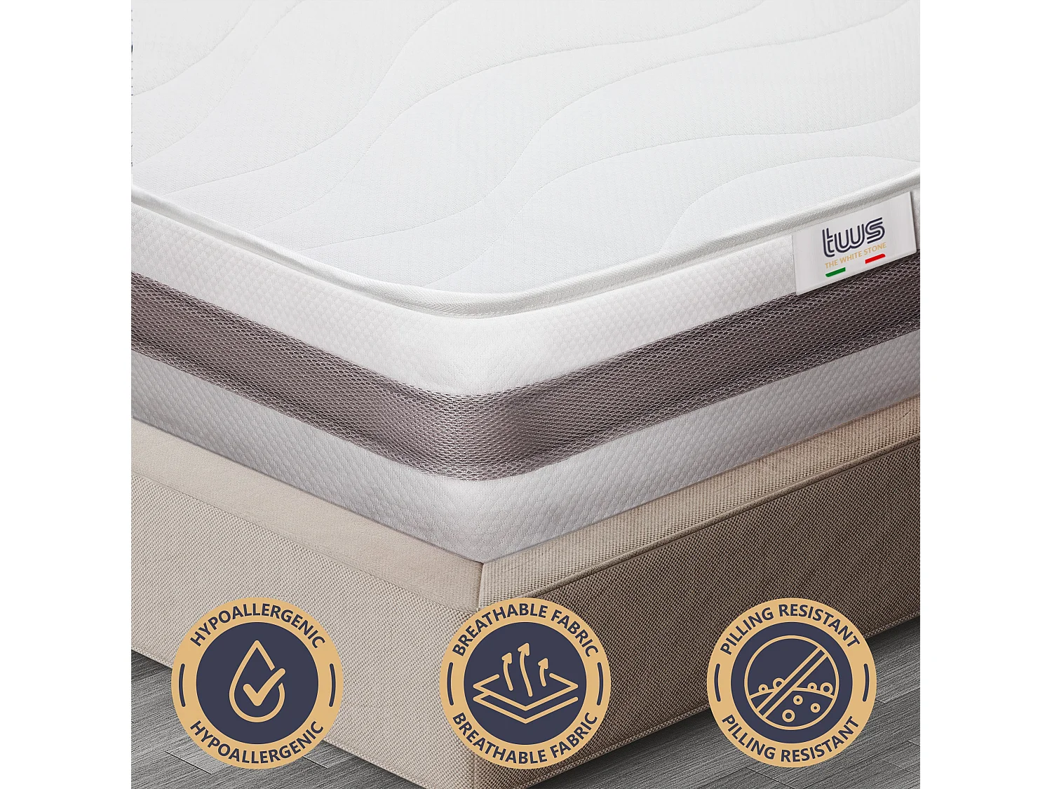 Matras ESSENTIAL 130 X 190 Waterfoam Hypoallergeen 20CM made in Italy