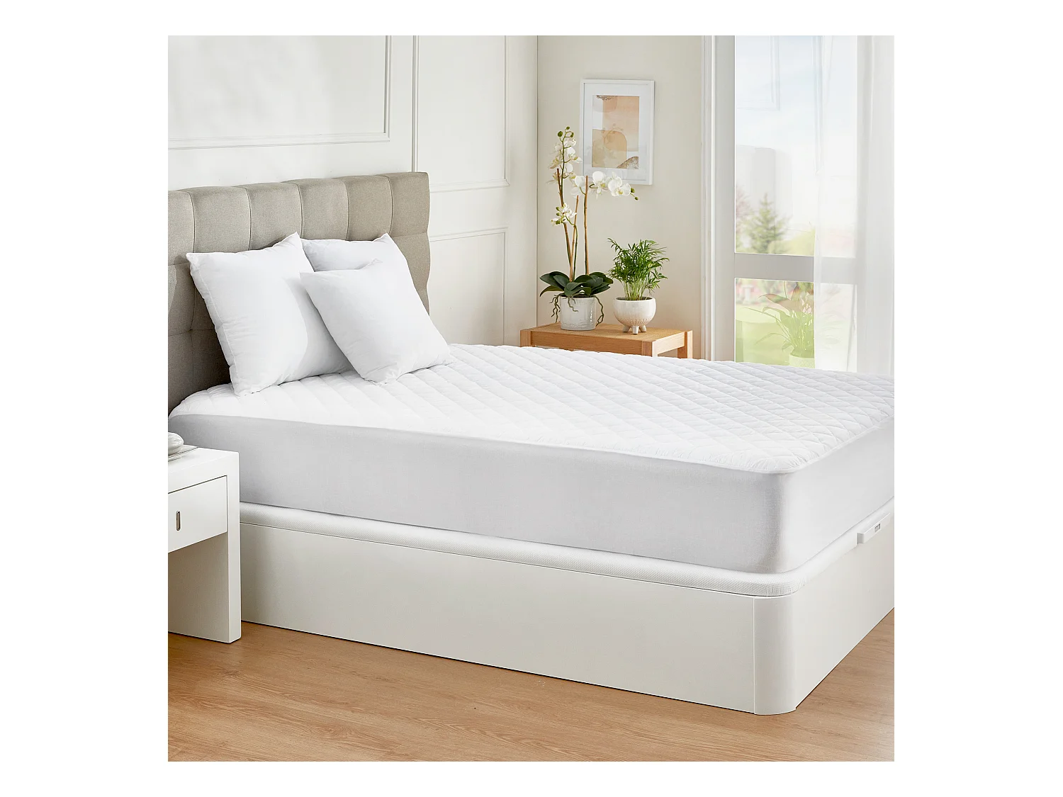 Protège-matelas anti-allergène matelassé et imperméable