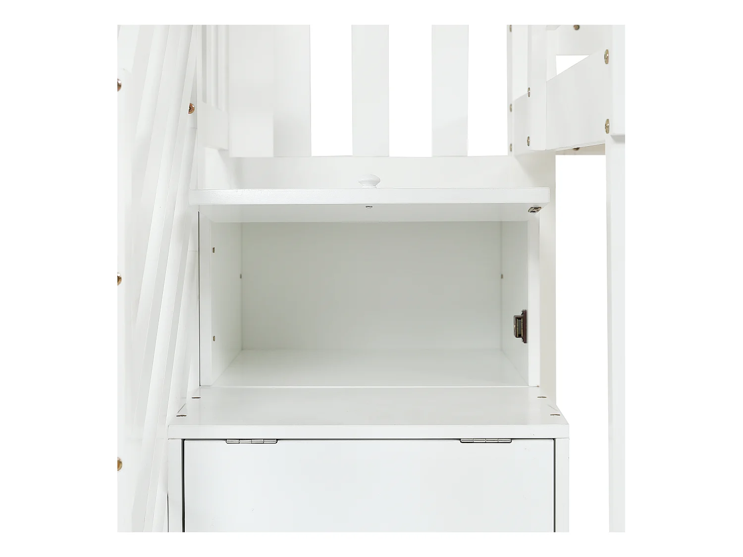 Lit superposé 90x200cm en bois - avec escalier de rangement - Blanc