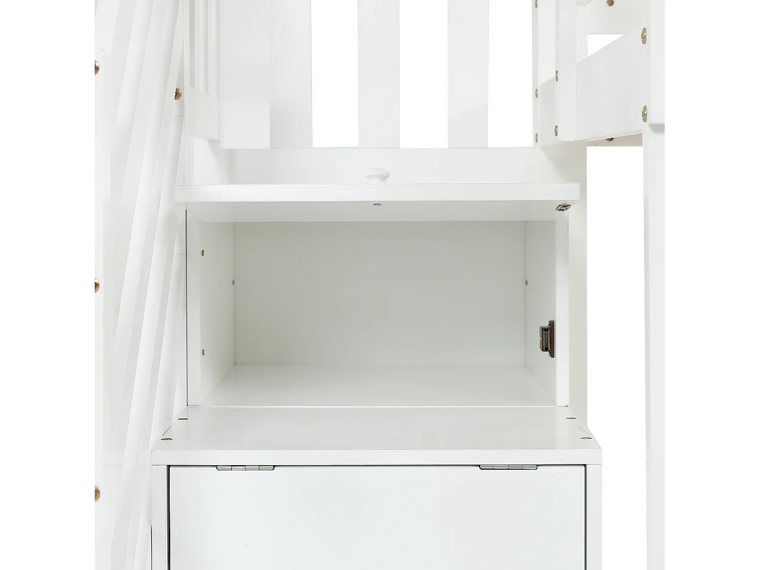 Łóżko piętrowe 90x200cm z drewna - z schodami do przechowywania - Białe