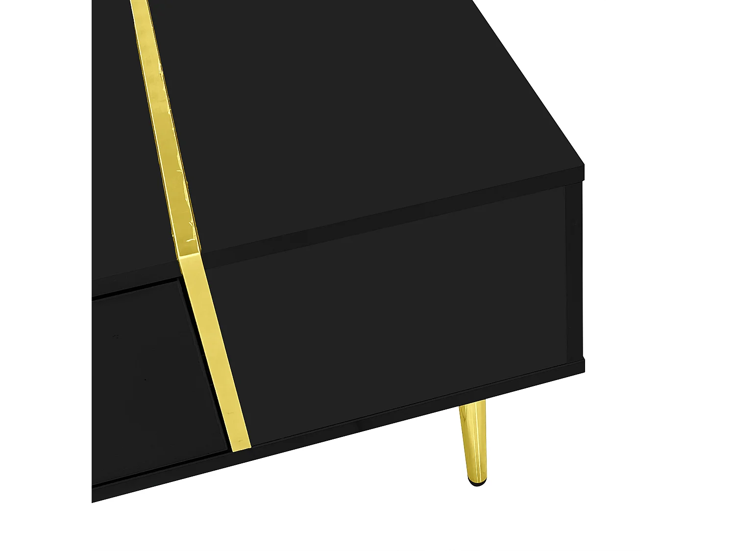 Moderner Couchtisch – 2 Schubladen – MDF – Schwarz