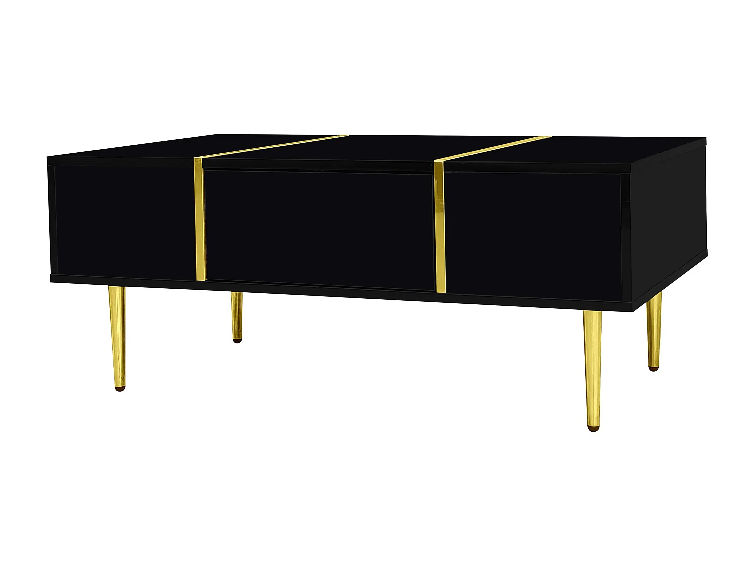 Moderner Couchtisch – 2 Schubladen – MDF – Schwarz