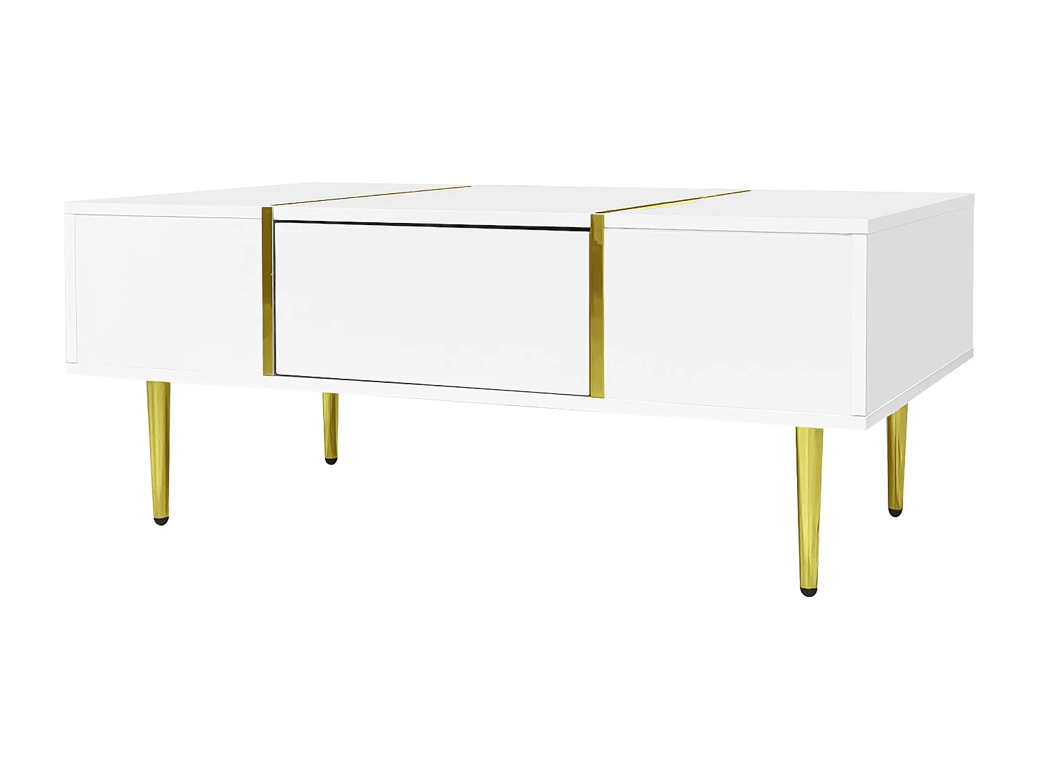 Table basse moderne - 2 tiroirs - MDF - Blanc