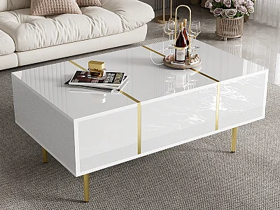 Moderne salontafel - 2 lades - MDF - Wit