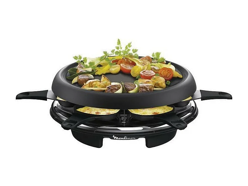 MOULINEX RE151812  Appareil a raclette multifonctions  plancha et crepes 6 Personnes Noir