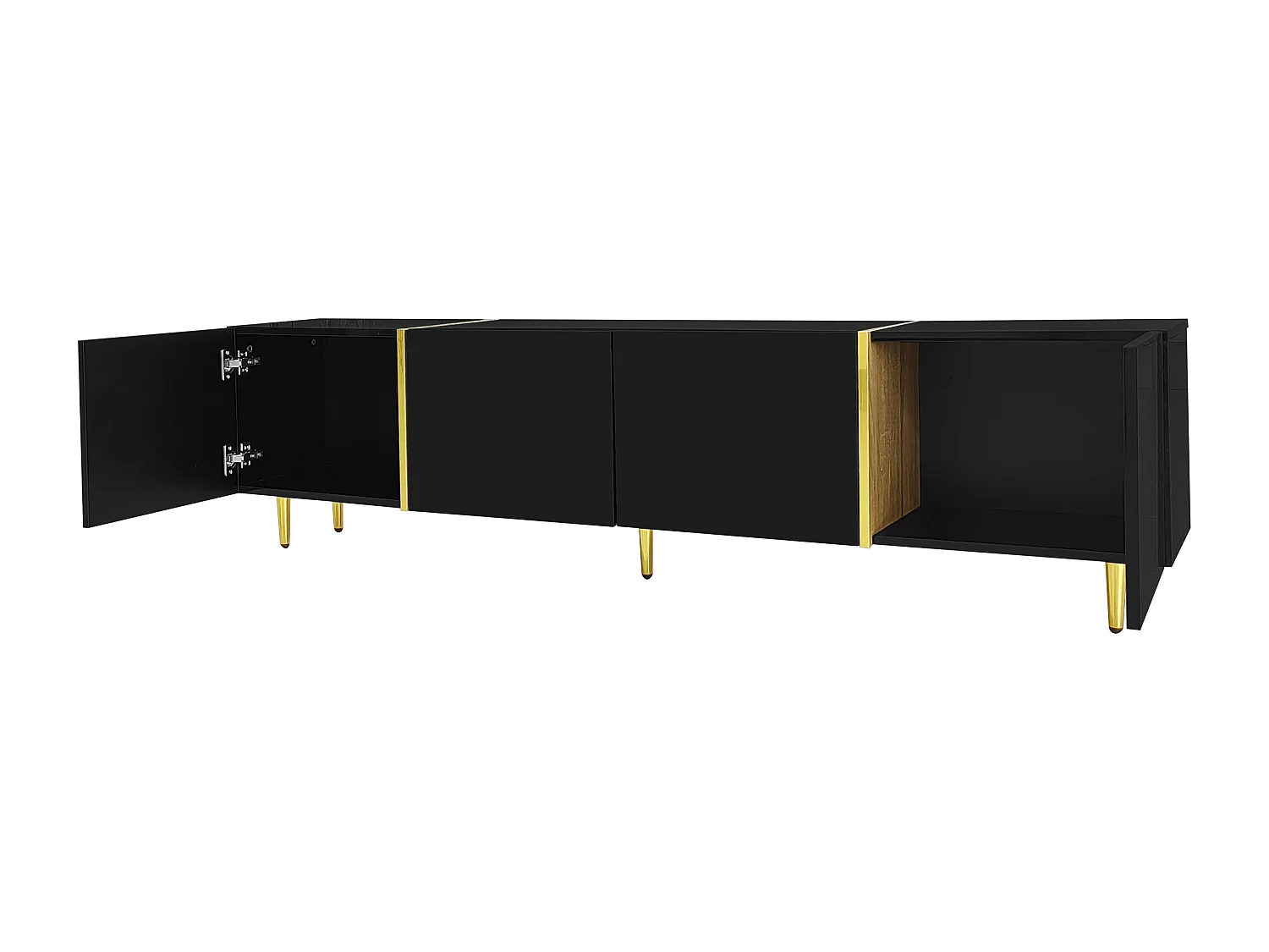 Mueble TV L 170 cm - con 4 puertas - MDF - Negro