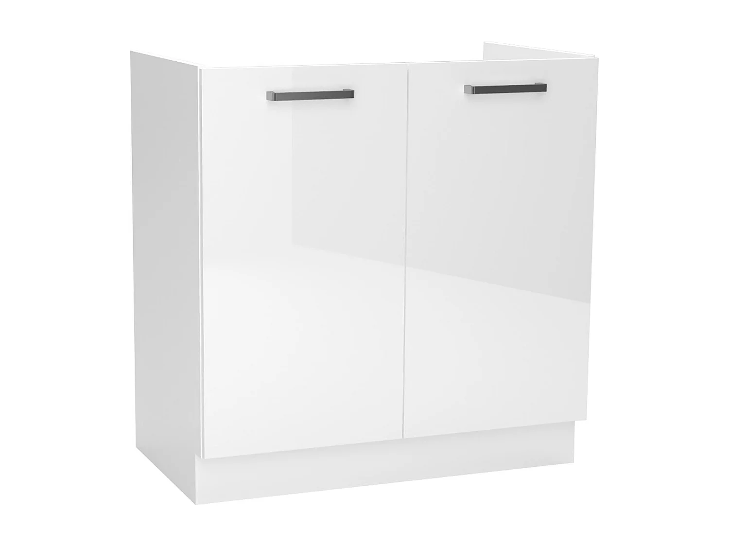 Meuble bas de cuisine avec 2 portes coloris blanc - longueur 80 x profondeur 44,60 x hauteur 82 cm
