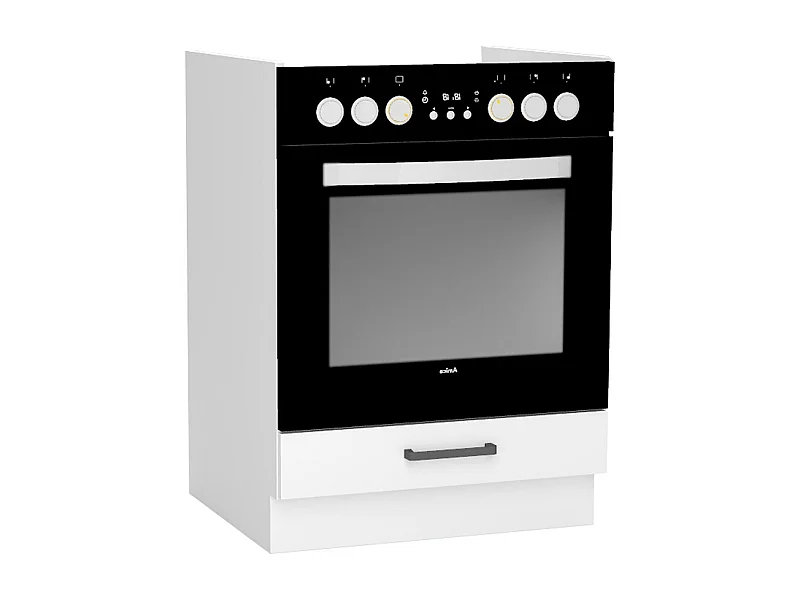 Meuble bas de cuisine pour four avec 1 tiroir coloris blanc-  longueur 60 x profondeur 51 x hauteur 82 cm