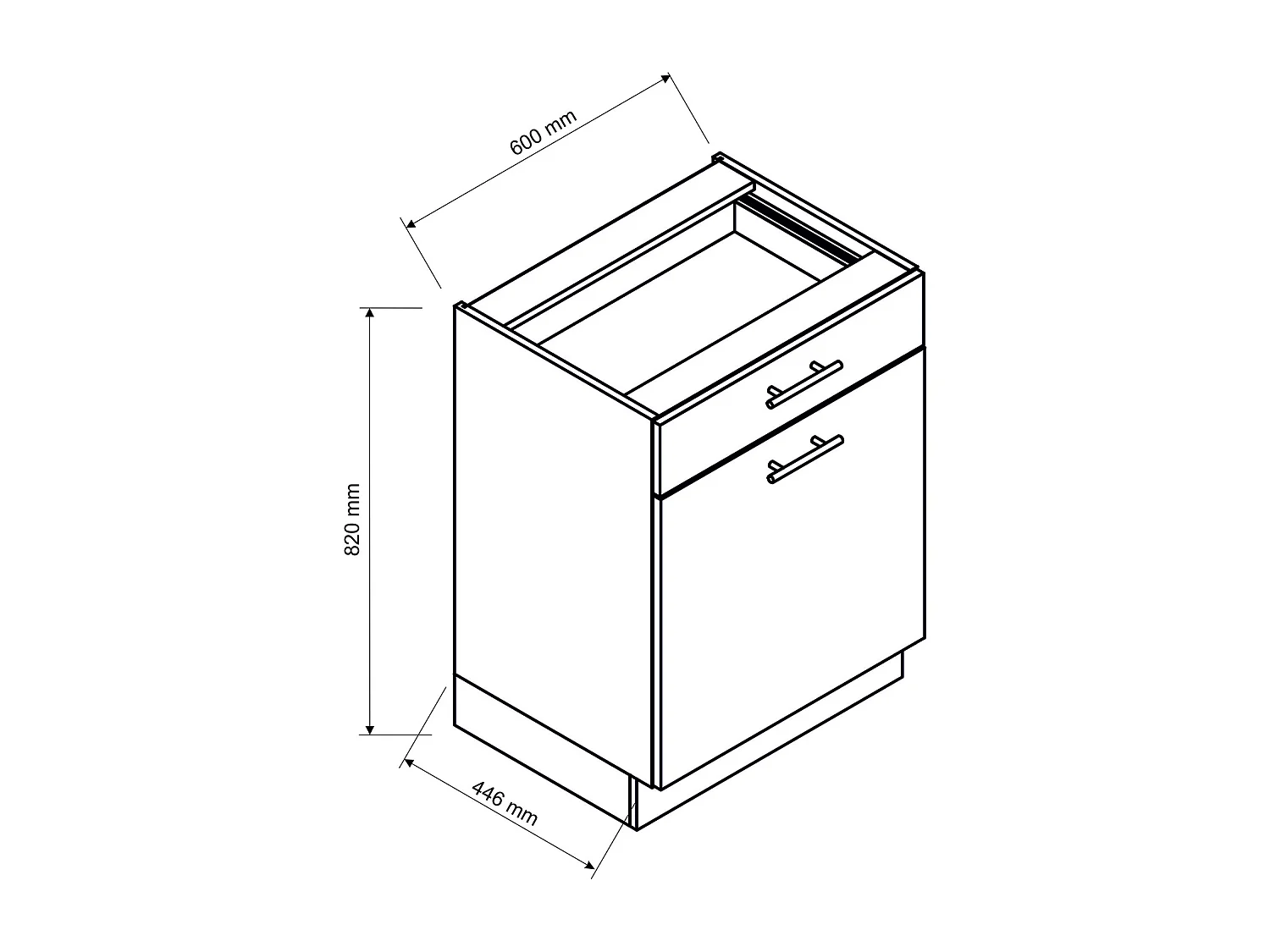 Meuble bas de cuisine avec 1 porte et 1 tiroir coloris blanc - longueur 60 x profondeur 44,60 x hauteur 82 cm