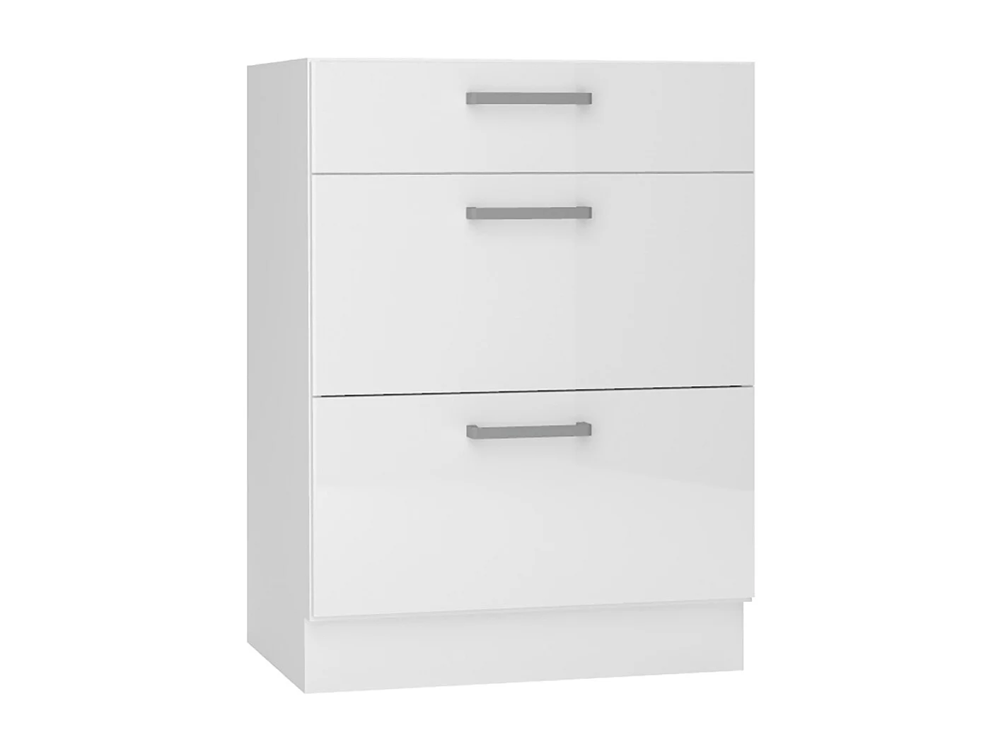 Meuble bas de cuisine avec 3 tiroirs coloris blanc - longueur 60 x profondeur 44,60 x hauteur 82 cm