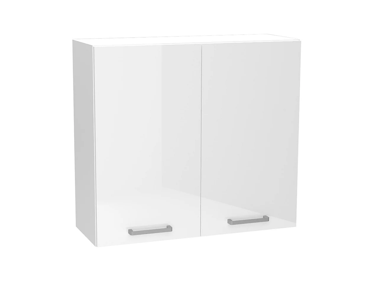 Meuble haut de cuisine avec 2 portes coloris blanc - longueur 80 x profondeur 28 x hauteur 72 cm